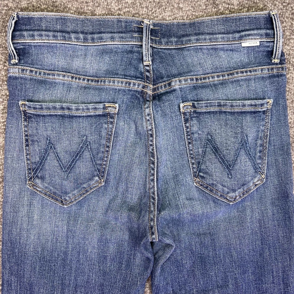 Mother The Insider Crop Step Fray Women 28x25 Blue Slim Bootcut Casual High Rise - Picture 10 of 16